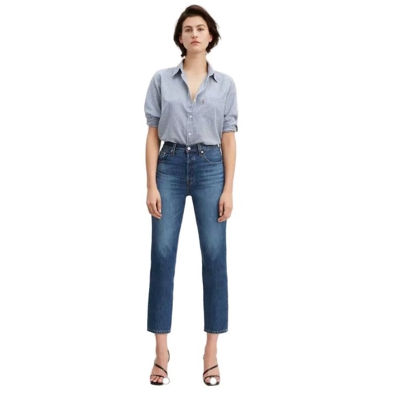 Levi's Denim - Levi's Premium 501 Button Fly Cropped Straight Leg Jeans medium blue size 27
